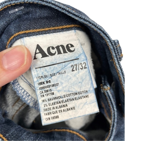 Acne Dark Wash Hex DC Slim Fit Straight Midrise Jeans Size 27 - Picture 6 of 7